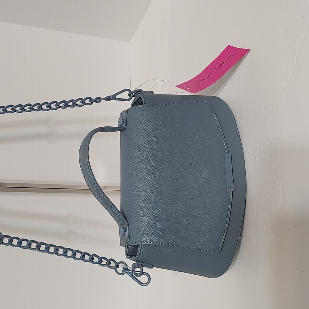New Betsey Johnson Light Blue Tiny Embossed Heart Crossbody Bag